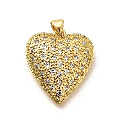 Rack Plating Brass Micro Pave Cubic Zirconia Pendants KK-L226-001G-06-1