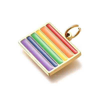 Pride 304 Stainless Steel Enamel Pendants STAS-B079-01G-13-1