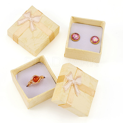 Square Paper Jewelry Ring Gift Boxes with Bowknot CON-TAC0010-80D-1
