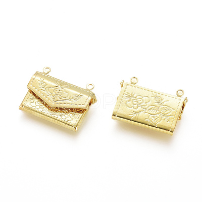 Brass Locket Pendants KK-G386-11G-1