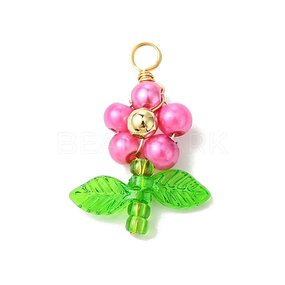 10Pcs 10 Colors Pearlized Glass Pearl Pendants PALLOY-JF03388-1