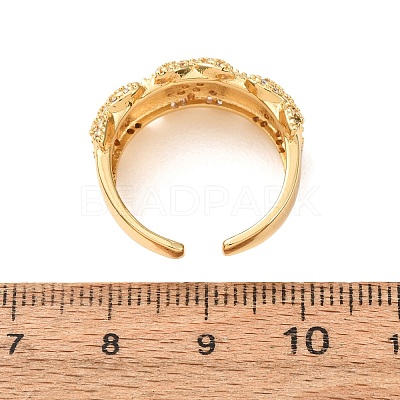 Brass Micro Pave Cubic Zirconia Cuff Open Rings CU-CBAB3AD-17G-1