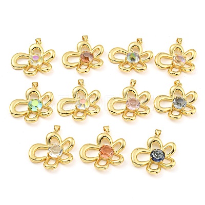 Rack Plating Brass Pendants ZIRC-L100-152G-1