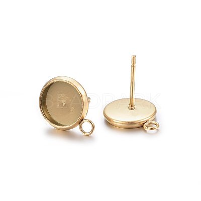 Ion Plating(IP) 304 Stainless Steel Stud Earring Settings STAS-H467-08G-10mm-1