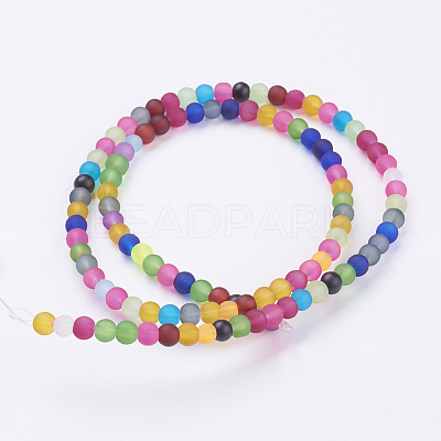 Frosted Glass Beads Strands FGLA-MSMC001-03-1