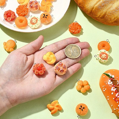 20Pcs 10 Styles Opaque Resin Imitation Food Pendants CRES-YW0002-26-1