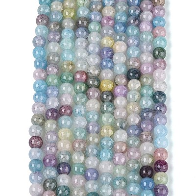 Ombre Effect Dyed Crackle Glass Beads Strands GLAA-Q106-01A-B27-1