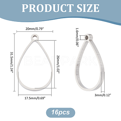 16Pcs 304 Stainless Steel Open Back Bezel Pendants FIND-UN0002-90A-1