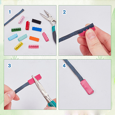 26Pcs 13 Colors Iron Ribbon Crimp Ends FIND-AR0006-13-1