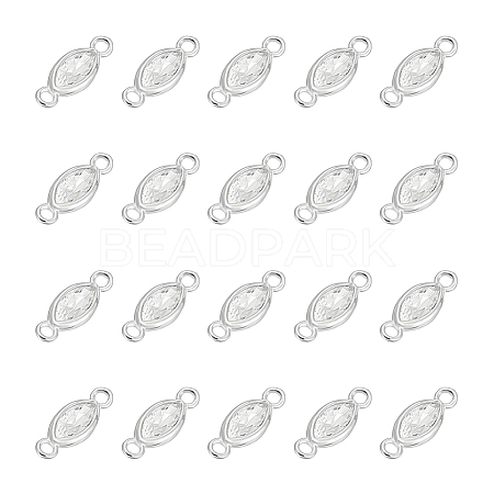 20Pcs 925 Sterling Silver Pave Clear Cubic Zirconia Connector Charms FIND-PH0028-74-1