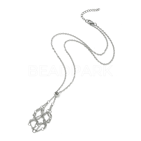 304 Stainless Steel Cable Chains Macrame Pouch Empty Stone Holder for Pendant Necklaces Making NJEW-TA00084-01-1