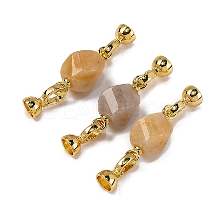 Rack Plating Brass and Topaz Jade Flod Over Clasps KK-B103-10G-1