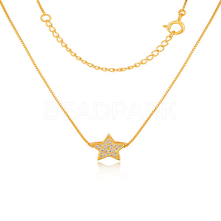Star 925 Sterling Silver Micro Pave Clear Cubic Zirconia Pendant Necklaces for Women FS-WGE80D2-01-1