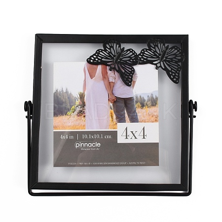 Rectangle with Butterfly Iron Photo Frame LS-AJEW-WH0285-33-1