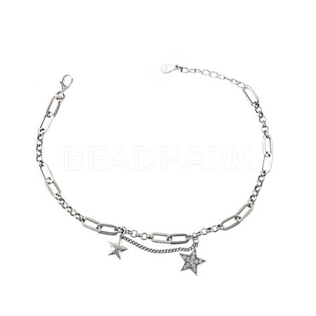 925 Thai Sterling Silver Multi-Strand Anklets AJEW-BB60877-A-1