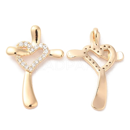Brass & Cubic Zirconia Pendants KK-G468-43G-1