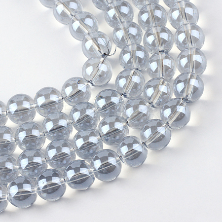 Electroplate Glass Beads Strands EGLA-Q062-8mm-A07-1