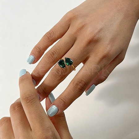304 Stainless Steel Pave Cubic Zirconia Finger Rings for Women SA-CBAABBA-08C-G-1