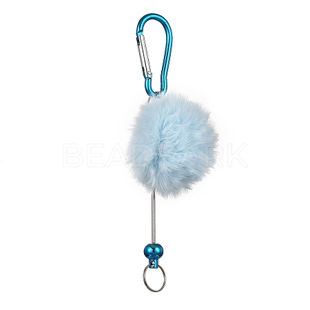 Aluminum Alloy Pom Pom Ball Beadable Keychain Bar HJEW-Q001-01F-1