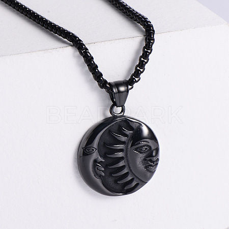 Cool Men's 304 Stainless Steel Moon Sun Yin-yang Pendant Necklaces LE7690-3-1
