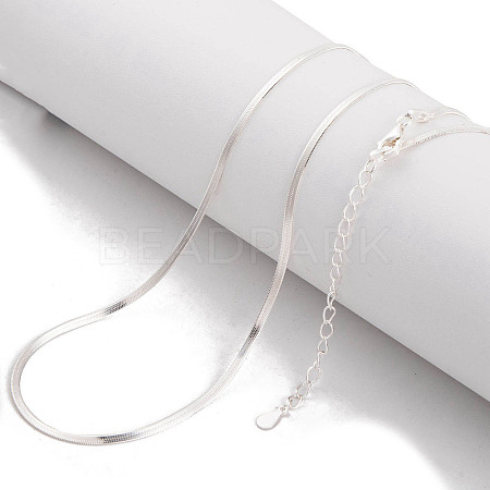 925 Sterling Silver Snake Chain Necklaces NJEW-P300-01B-S-1