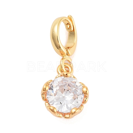 Brass with Cubic Zirconia Charms KK-G496-03G-1