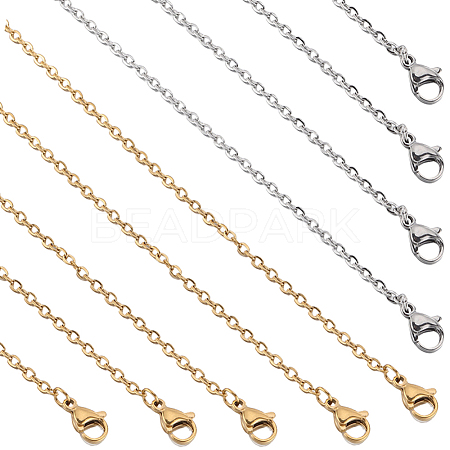 SUNNYCLUE 10Pcs 2 Colors 304 Stainless Steel Cable Chain Necklace NJEW-SC0001-25-1