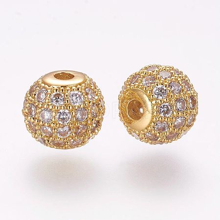 Brass Micro Pave Cubic Zirconia Beads ZIRC-G092-24G-05-1