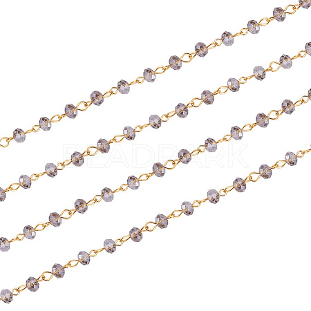 Handmade Rondelle Glass Beads Chains for Necklaces Bracelets Making X-AJEW-JB00037-05-1