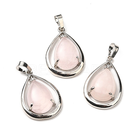 Natural Rose Quartz Pendants G-B033-04P-19-1