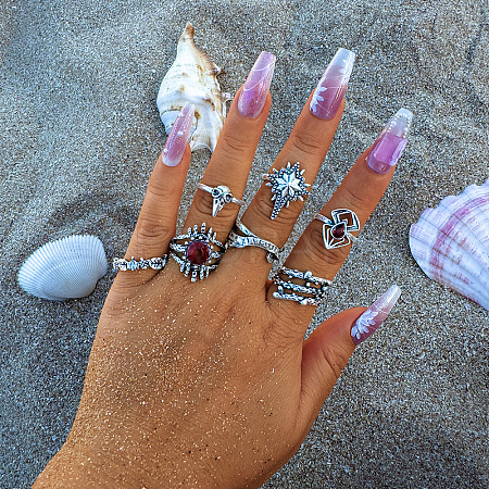 Halloween Theme Alloy Rhinestone Rings Sets FS-WG25DD8-08-1