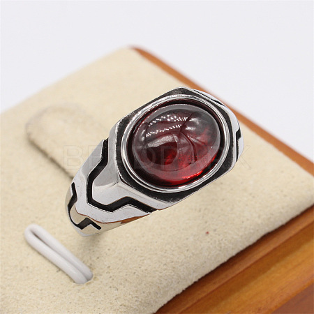 316L Surgical Stainless Steel and Synthetic Gemstone Finger Rings for Men FS-WG3E90C-27-1
