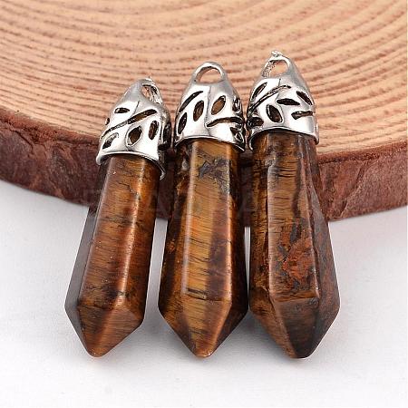 Bullet Natural Tiger Eye Pointed Pendants G-E332-C11-1