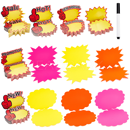  12 Bags 12 Style Explosive Shape & Word Blank Signs Sales Price Label Tags AJEW-NB0002-73-1