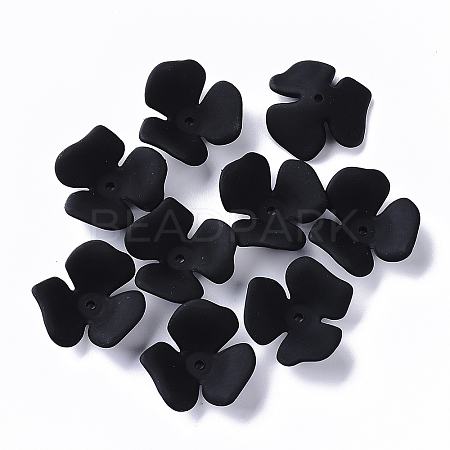 3-Petal Spray Painted Acrylic Bead Caps MACR-TAG0001-03-1