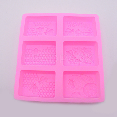 Rectangle Bees Food Grade Silicone Molds DIY-WH0176-74-1