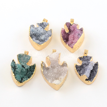 Fish Dyed Natural Druzy Agate Fish Pendants G-R275-108-1