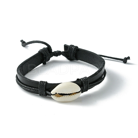 Adjustable Cowhide Leather Cord Braided Bracelets BJEW-JB04438-02-1