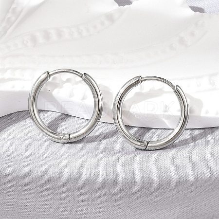 Tarnish Resistant 304 Stainless Steel Huggie Hoop Earrings EJEW-G272-02-12mm-P-1