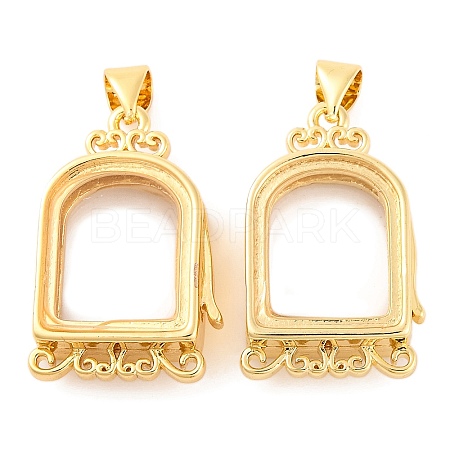 Rack Plating Brass Locket Pendants KK-F874-01G-16-1