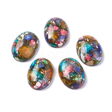 Assembled Synthetic Imperial Jasper and Turquoise Cabochons X-G-L502-18x25mm-13-1