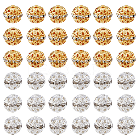 120Pcs 2 Colors Alloy Rhinestone Beads RB-HY0001-05-1