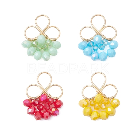 4Pcs 4 Colors Electroplate Glass Beaded Pendants PALLOY-TA00314-1