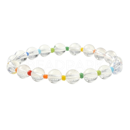 Natural Quartz Crystal & Seed Beaded Stretch Bracelets BJEW-TA00341-1