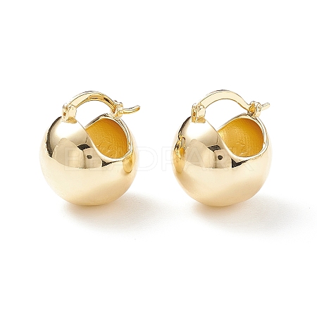 Rack Plating Brass Round Ball Chunky Hoop Earrings for Women X-EJEW-C029-04G-1