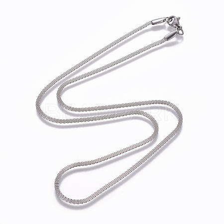 304 Stainless Steel Mesh Chain Necklaces NJEW-P248-04P-1