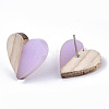 Transparent Resin & Wood Stud Earrings EJEW-N017-002A-D03-3