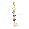 Brass Pave Cubic Zirconia Clear Cubic Zirconia & Natural Amethyst & Enamel European Dangle Charms GG-CBA3401-01G-B-2