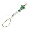 Brass Glass with Natural Quartz Crystal with Natural White Jade Mobile Straps HJEW-JM02288-3