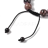 10mm Round Natural Rhodonite Braided Bead Bracelets BJEW-C067-01C-13-4